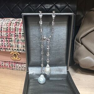Baroque Pearl Crystal Lariat